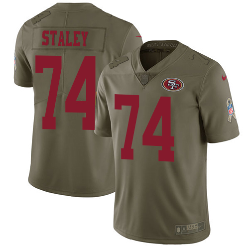 San Francisco 49ers Limited Olive Men Joe Staley NFL Jersey #74 2017 Salute to Service